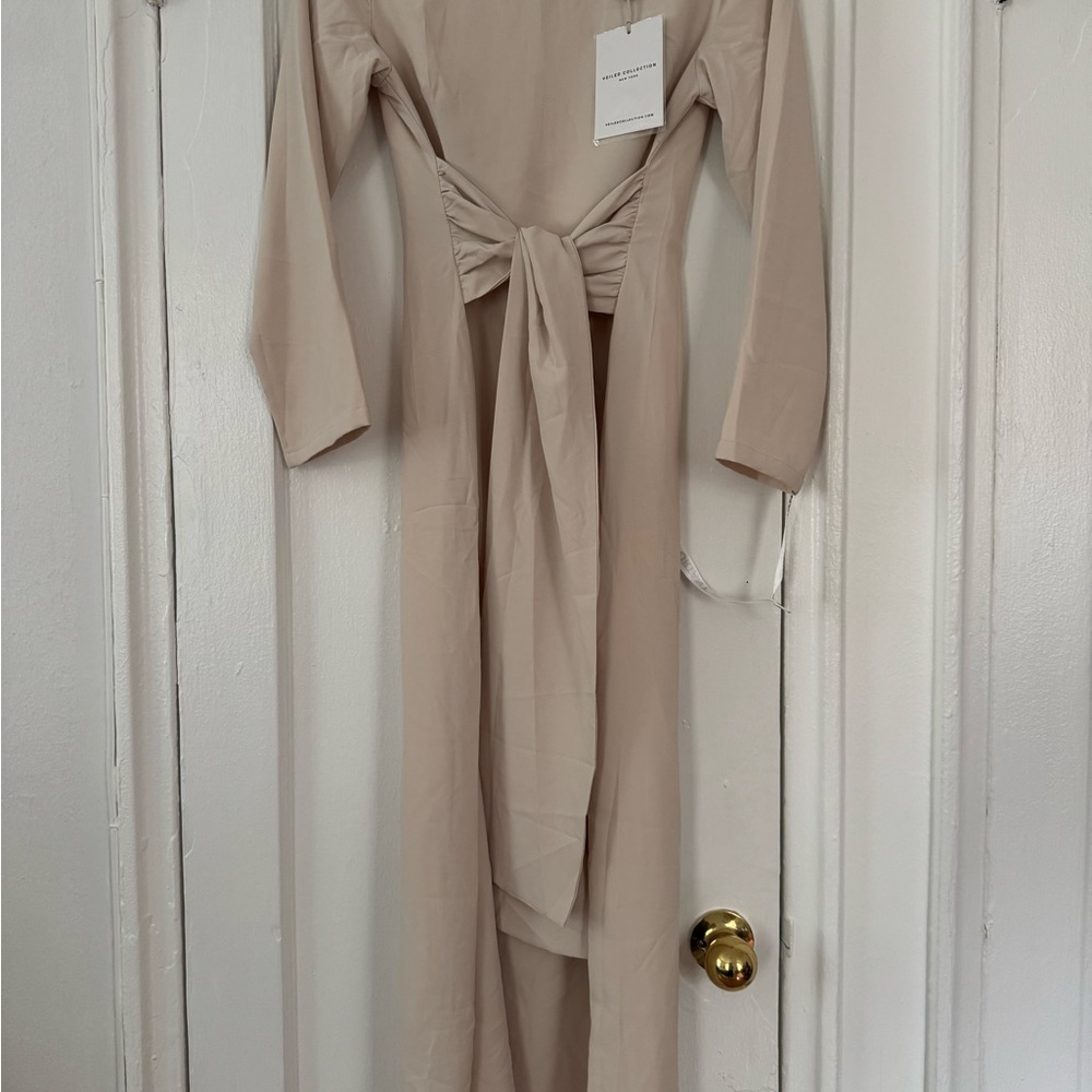 Veiled Collection - Isabella Tie Waist Maxi Dress - Oat Milk - S